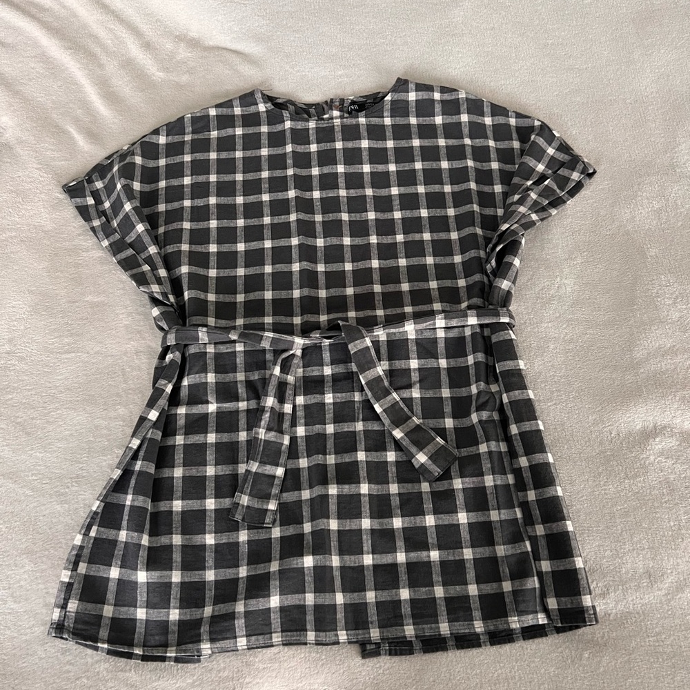 Zara Plaid Belted Top